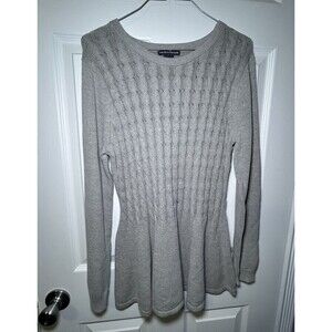 Chelsea & Theodore Women's Size Large Grey Cable Knit Flair Bottom Sweater NWOT